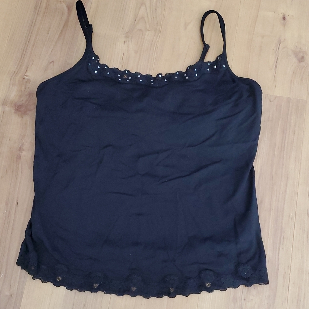 Black Lace Trim Camisole Top